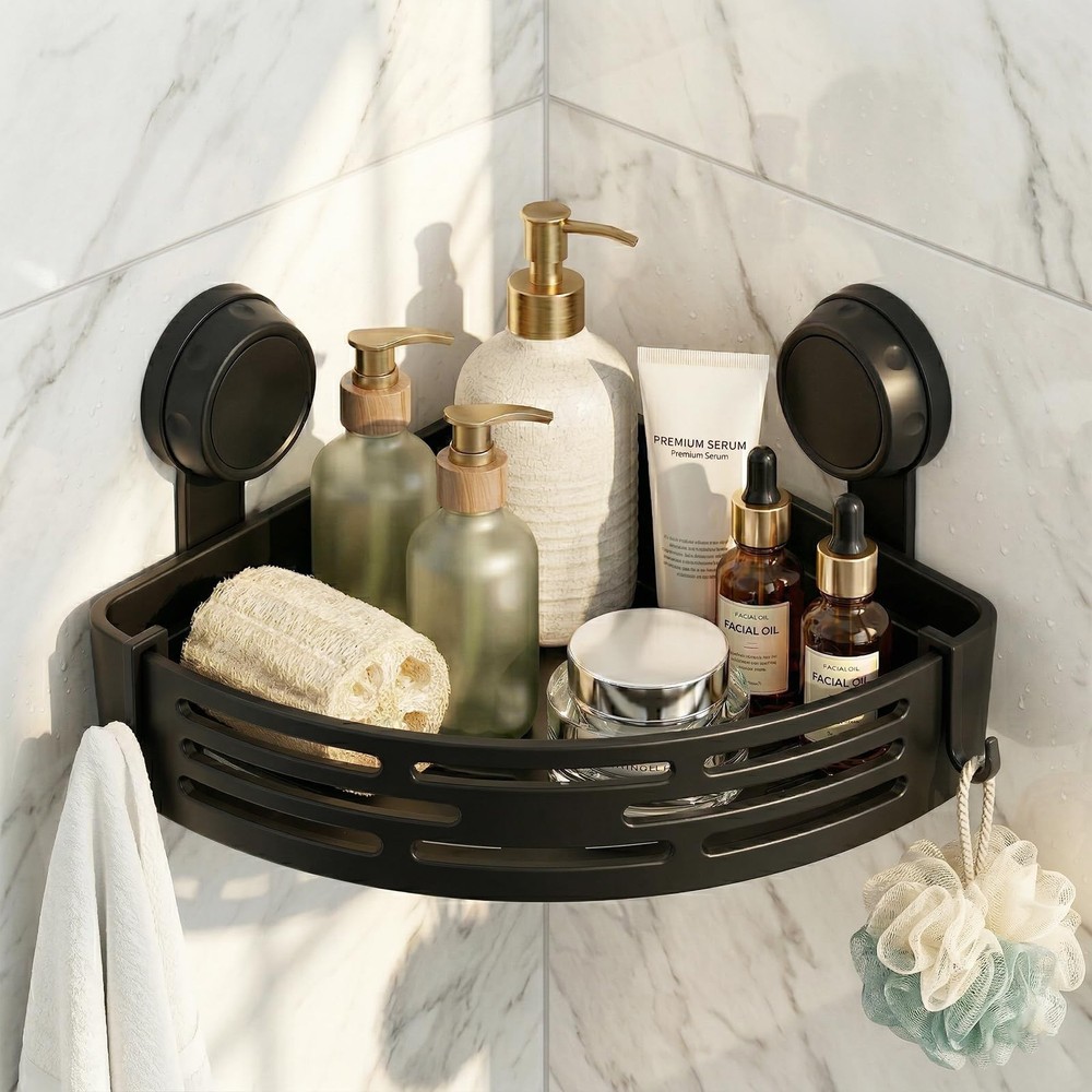 Corner Shower Caddy Suction Cup No Drilling, Removable Corner Shower Shelves,...