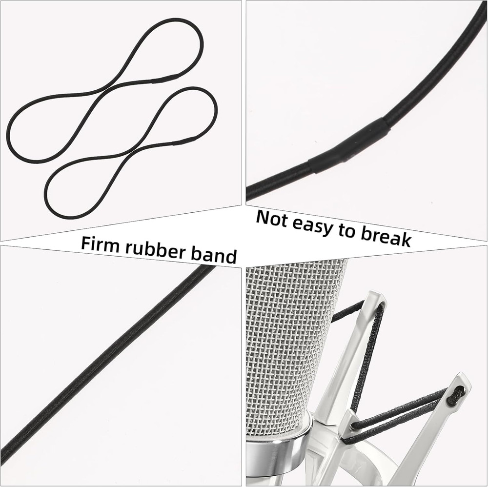 8PCS Microphone Shock Mount Rubber Bands Elastic Replacement Black Rings