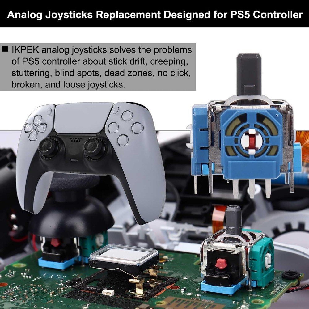 IKPEK 6 Pack Analog 3D Joysticks Replacement for PS5 Controller, Green - 6pcs