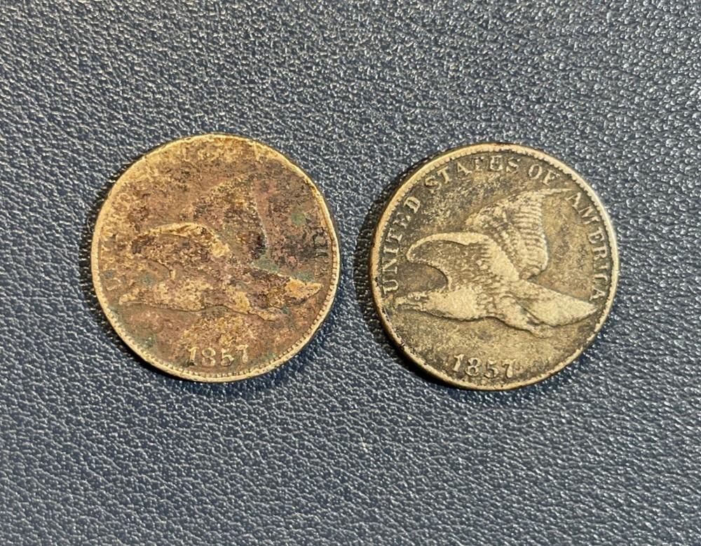 FLYING EAGLE penny  1857   Two (2)
