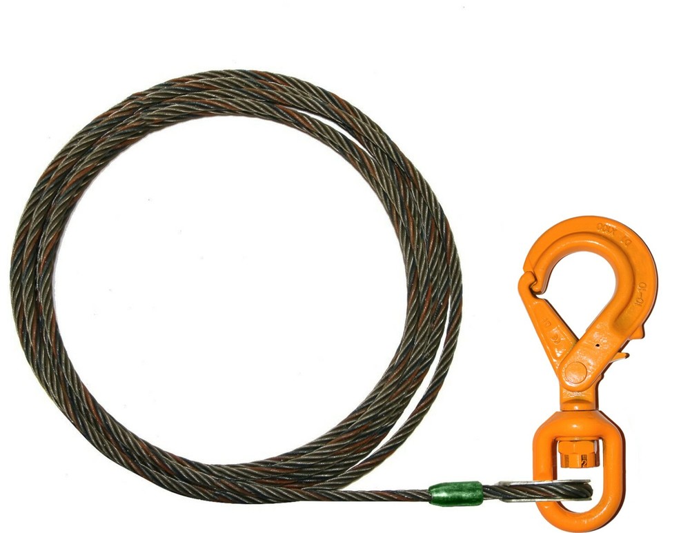 1/2" x 75' Winch Line – Fiber Core w/ Thimble & Self-Locking Hook – 6,600 lb WLL