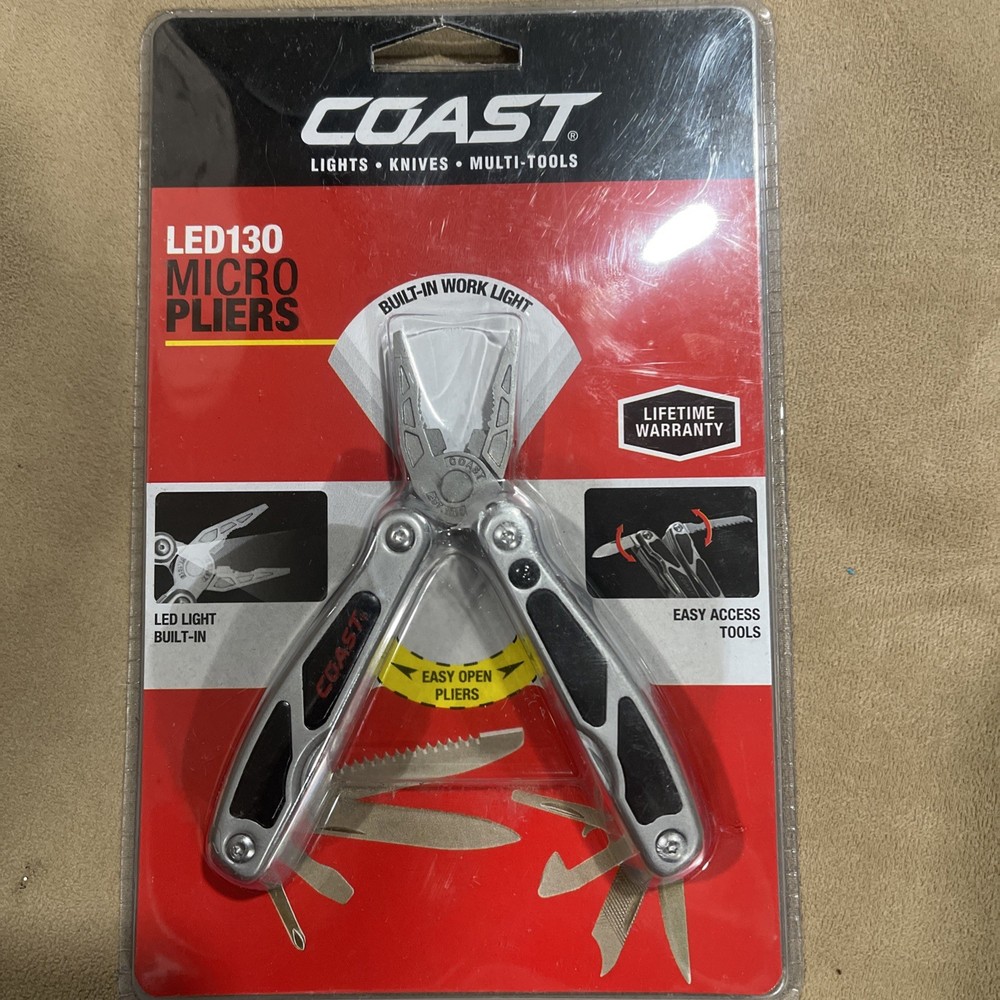 2002 Coast LED130 Micro Pliers With 14 Tools & Built-In LED Light Unopen Package