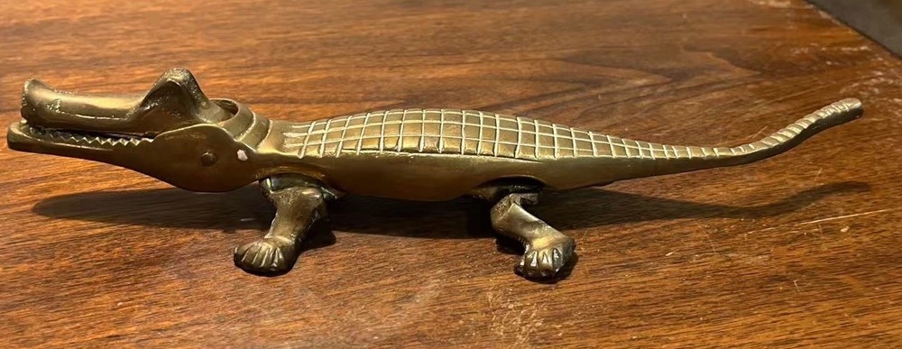 VintageBrass Crocodile Nutcracker 10.50 Inch Long