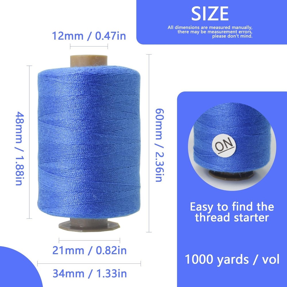 24Pcs Sewing Thread Spools Set 1000 Yards Per Spool Mixed Cotton Threads for ...