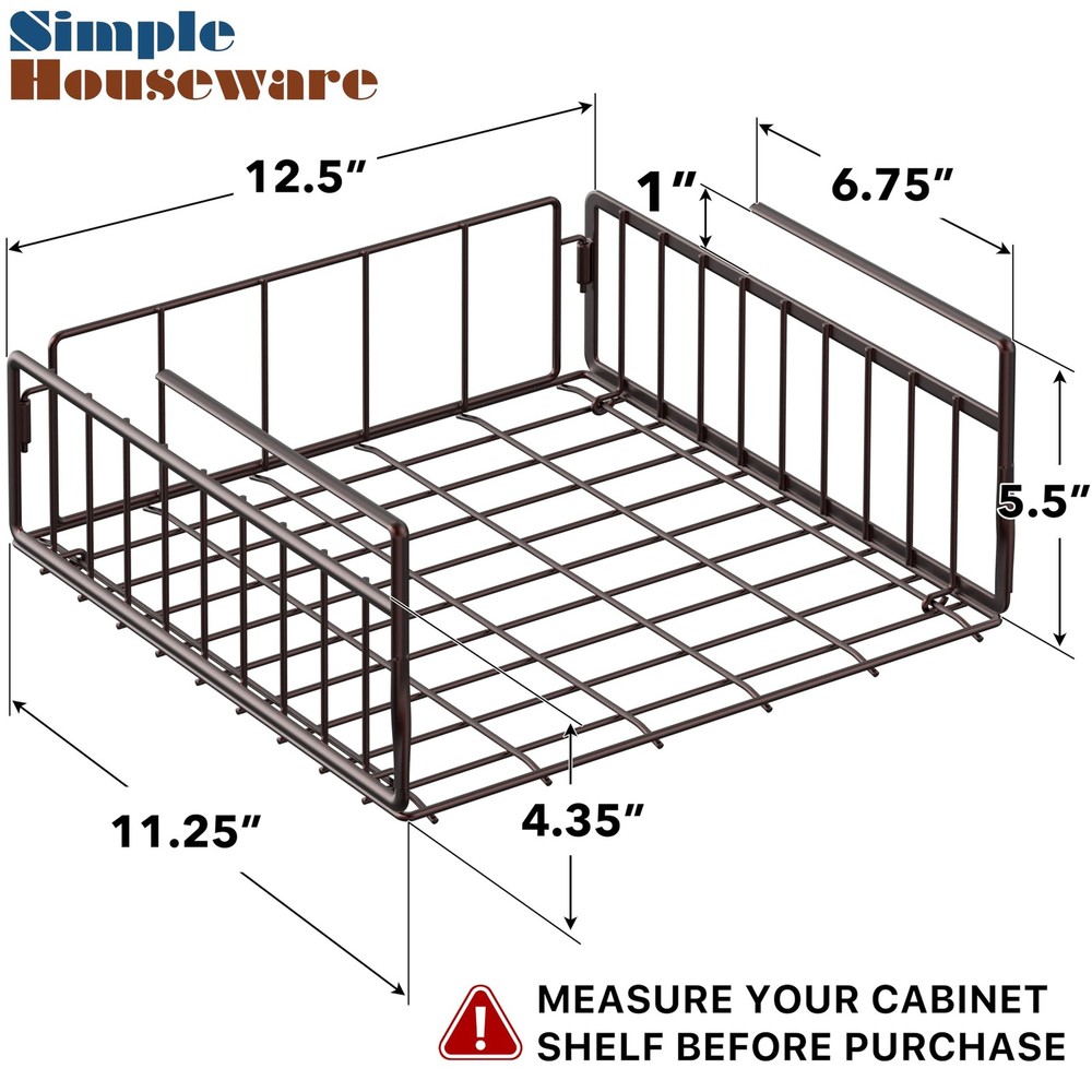 Bronze Under Shelf Baskets 2-Pack - Simple Storage Solution for Your Home