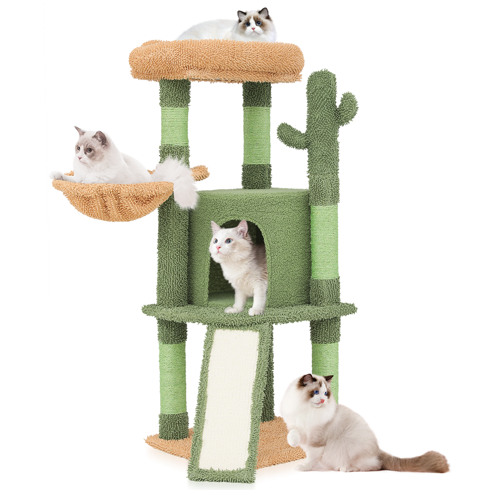 42" Cactus Cat Tree Tower Scratching Post Multi Level Activity Center Cats Toys