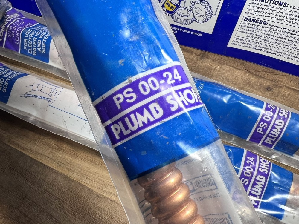 3 PLUMB SHOP WATER HEATER CONNECTORS 3/4" FPT x 24" COPPER BRASS CORRUGATED FLEX