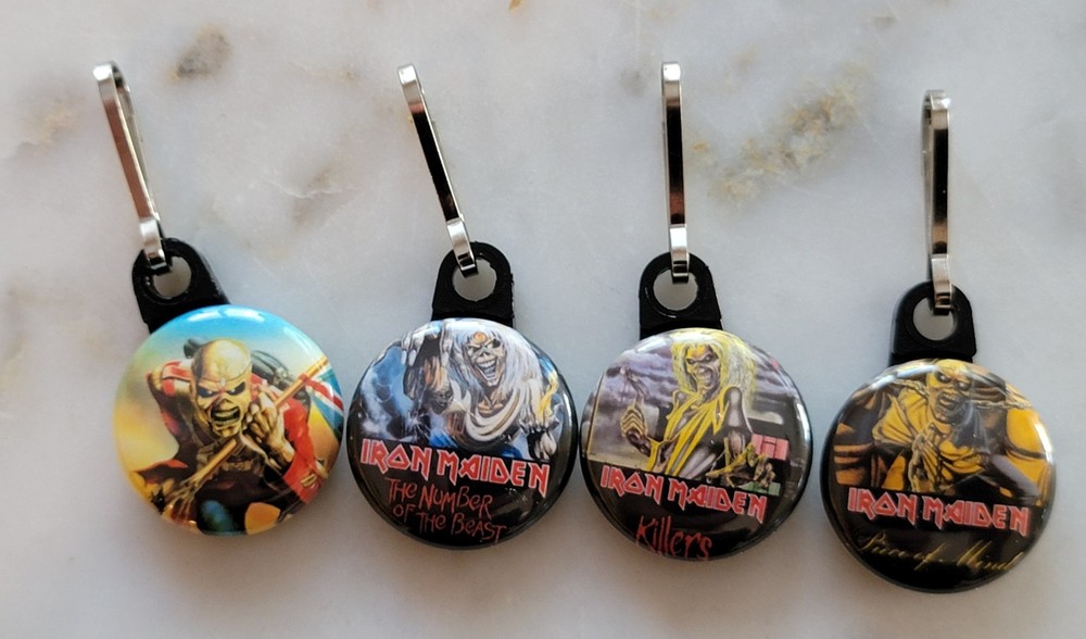 Iron Maiden Zipper Puller Set,"Eddie", 1" Button,Backpack,Luggage,Suitcase