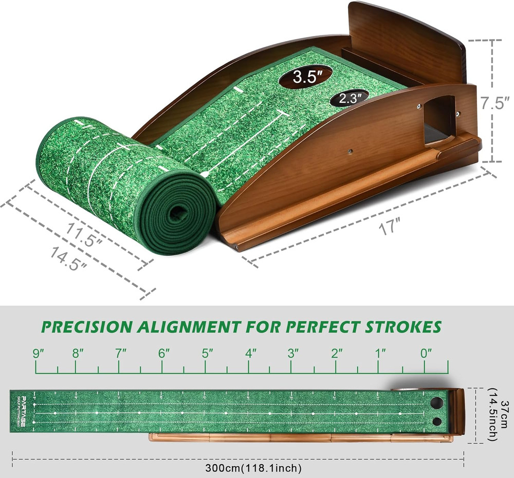 Extra Large Indoor Golf Putting Green with Ball Return - 9.8Ft Training Aid
