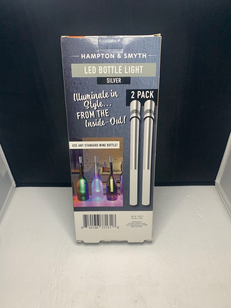 Hampton & Smyth LED Bottle Light - 2 Pack Silver-Size Standard Wine Bottle