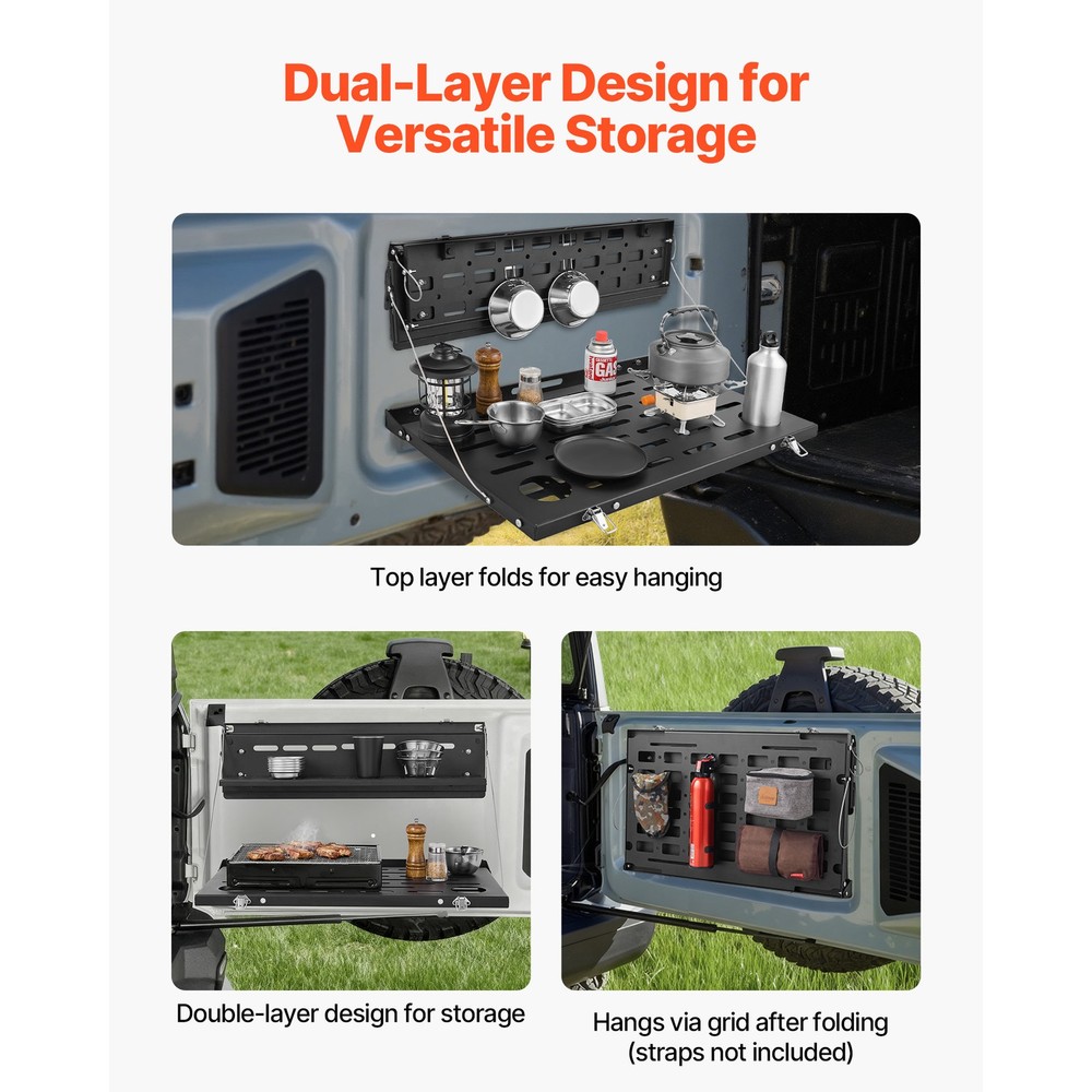 Uimoso Foldable Tailgate Table for 2021-2025 Ford Bronco with Dual-Layer Design