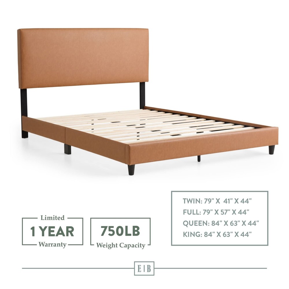 Edenbrook Platform Bed with Headboard – No Box Spring Needed – Faux