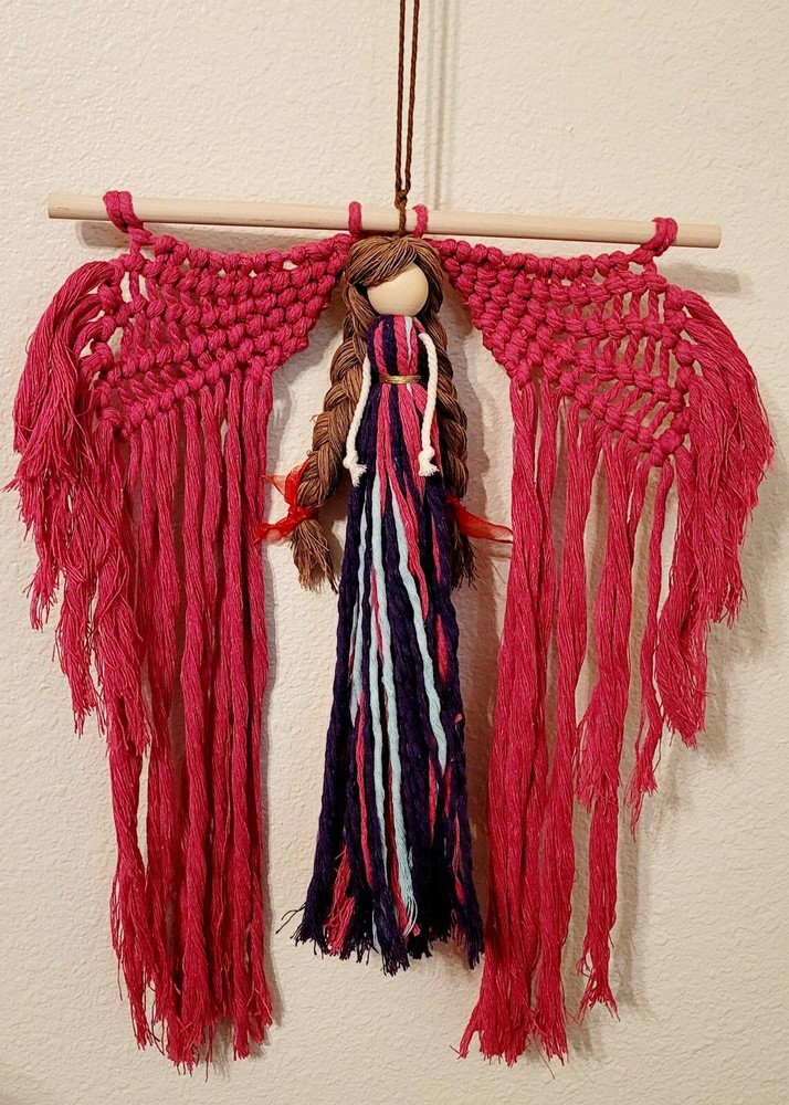 Macrame Handmade Wall Hanging Decor Crocheted Angel Doll Made From Cotton Thread