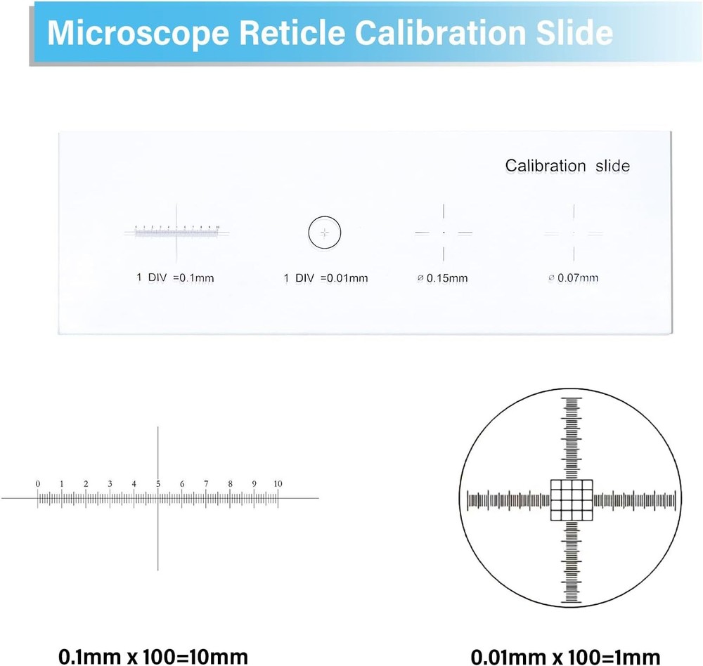 New 0.01mm Microscope Reticle Calibration Slide Multifunctional Microscope US