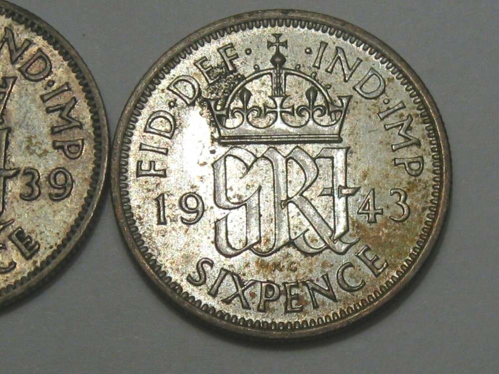 2 Unc Silver 6 Pence Great Britain Coins. #16