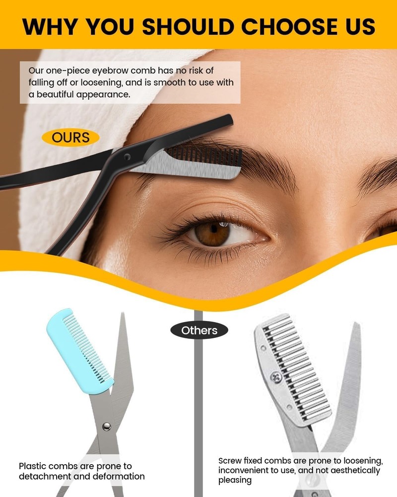 Precision Stainless Steel Eyebrow Scissors with Comb for Flawless Brows