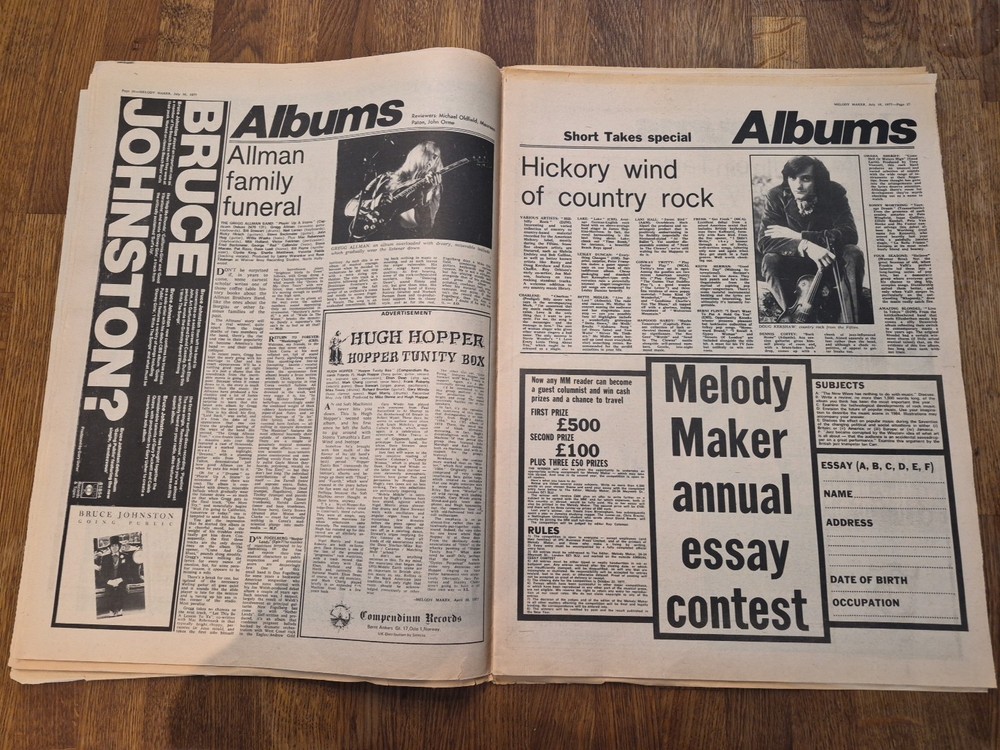 Melody Maker July 16th 1977 David Bowie Back Cover