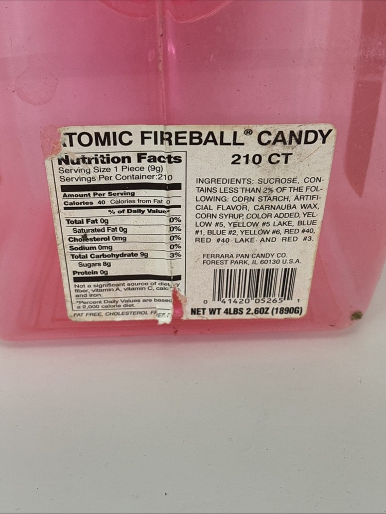 Ferrara Pan Candy Atomic Fire Ball Display Plastic Jar Retro
