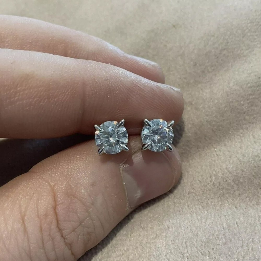 2.0 Ct. Lab Created Diamond Solitaire Stud Earrings 925 Silver