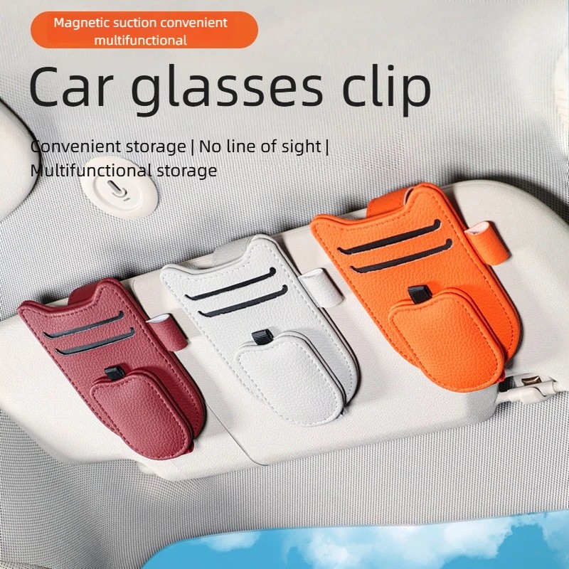Magnetic Car Eyeglass Holder Black Grey