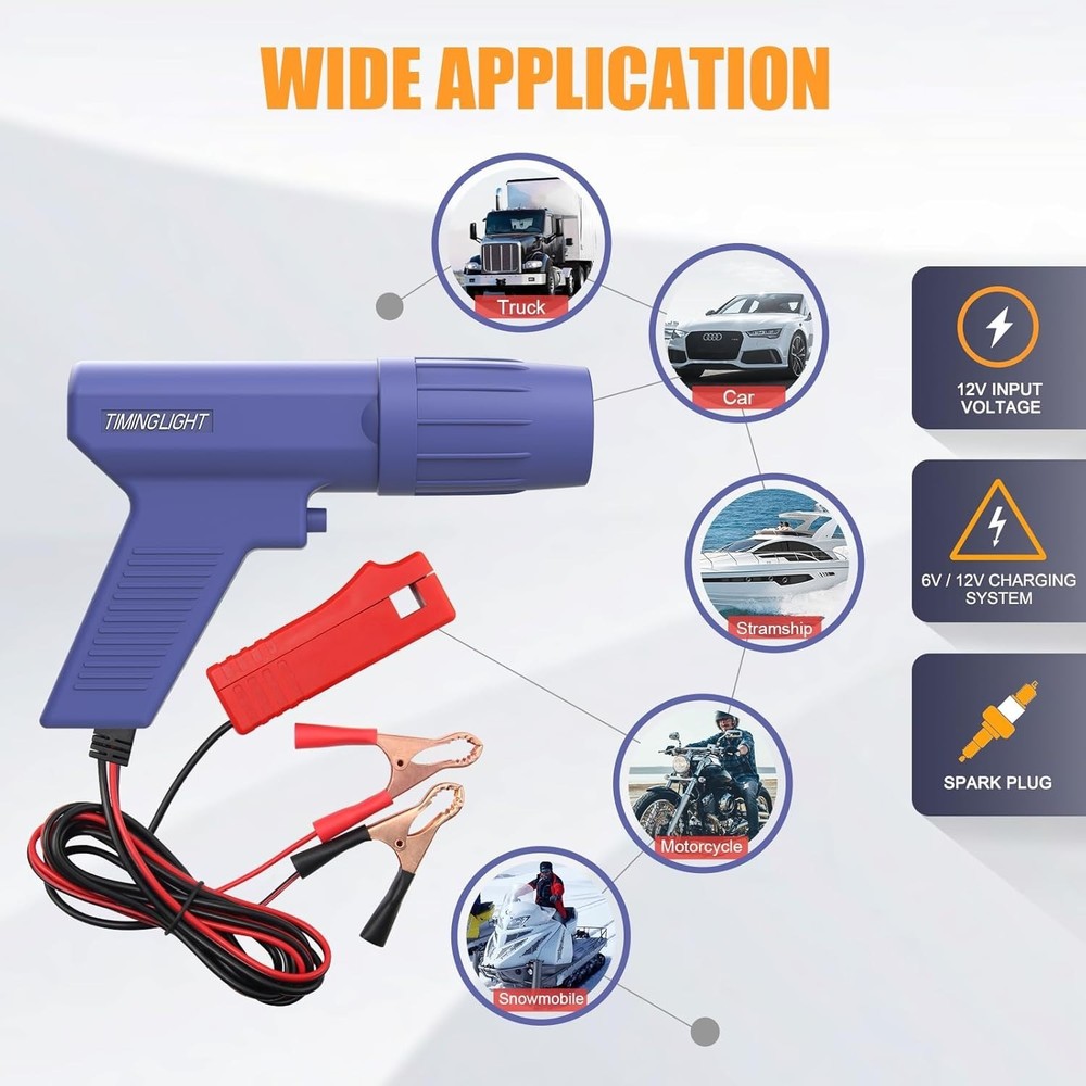 Professional 12V Engine Timing Light - Enhanced Brightness & Durable Design