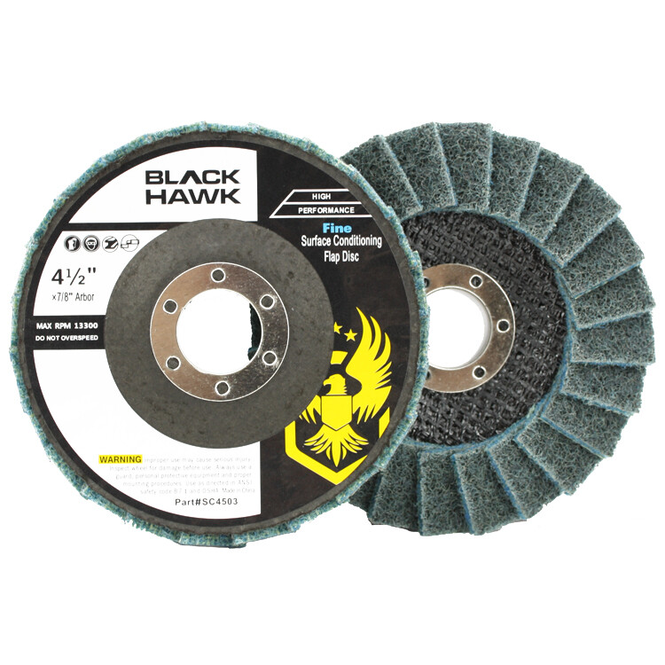 5 Pack - 4-1/2" x 7/8" Black Hawk Surface Conditioning Flap Discs, Blue - Fine