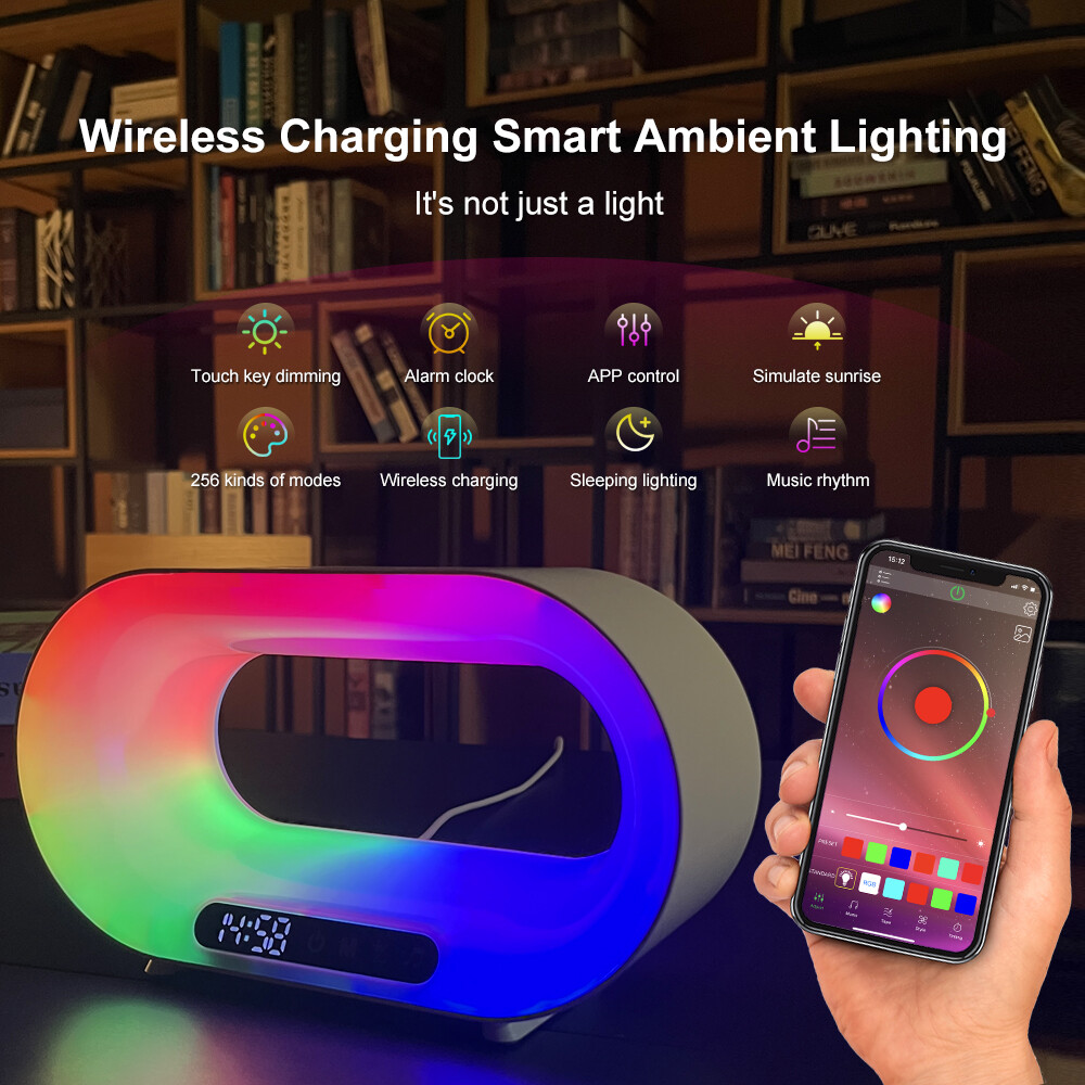 Multi-functional LED Night Light /Desk Lamp /Wireless Charger/ Alarm Clock