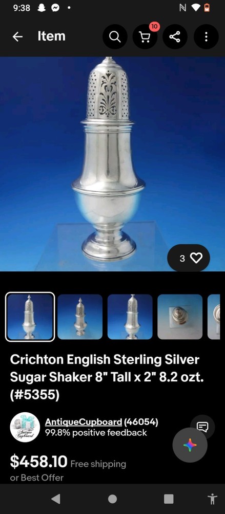 1833 Sugar Shaker Sterling Silver