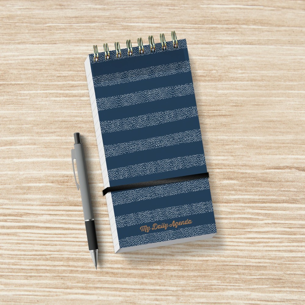 Blue Boho Stripe Undated Daily Agenda Notepad Planner
