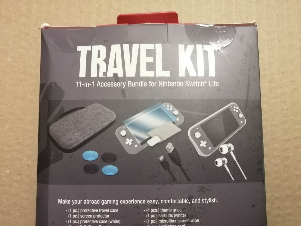 Armor3 Travel Kit: Case Earbuds Screen Protector Cable Grip Nintendo Switch Lite