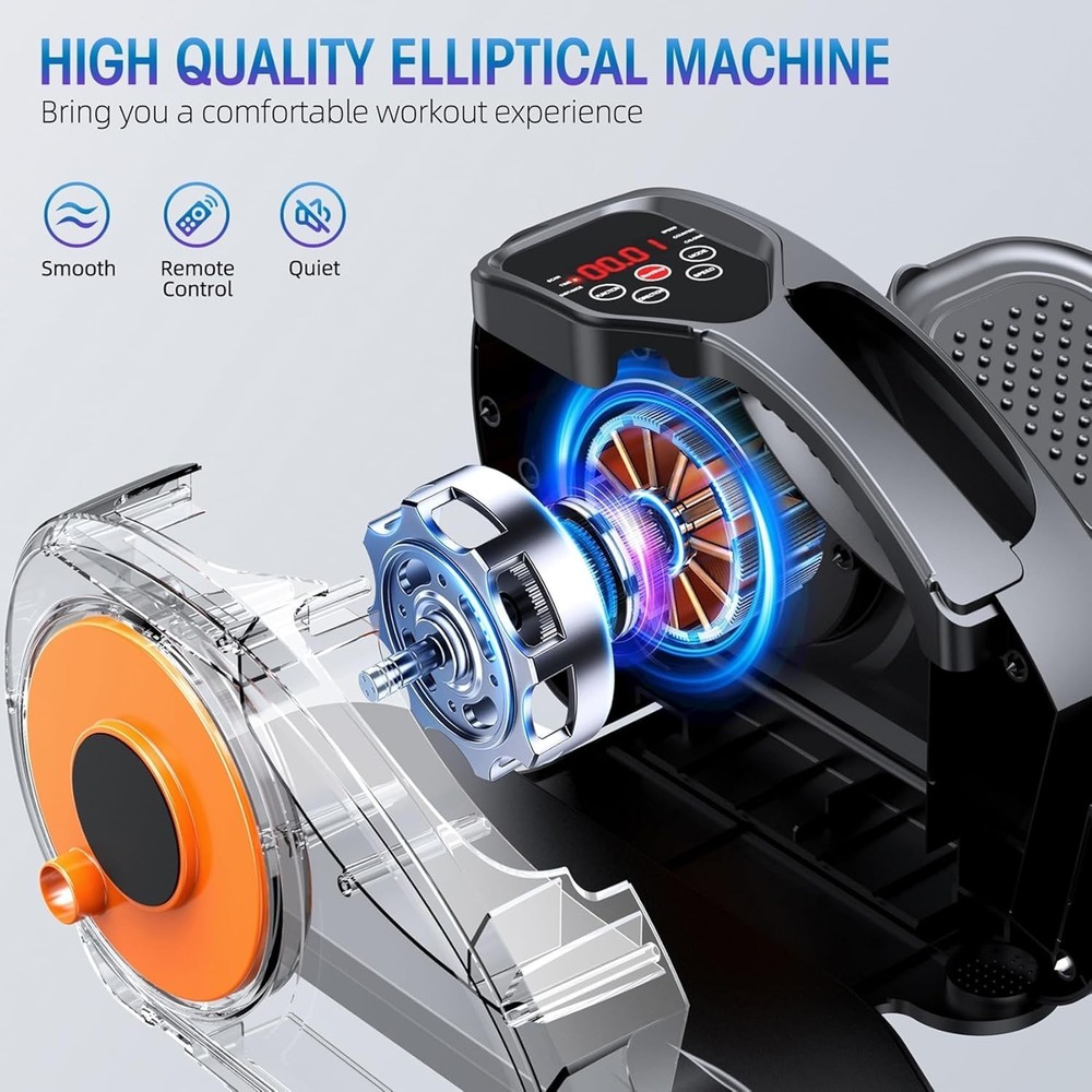 Compact Under Desk Elliptical Machine - 12-Speed Remote Control Leg Exerciser
