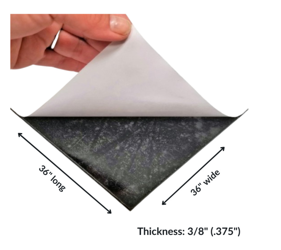 Neoprene Solid Sheet with PSA 3/8" Thick x 18" wide x 36" long 60A Duro, Black