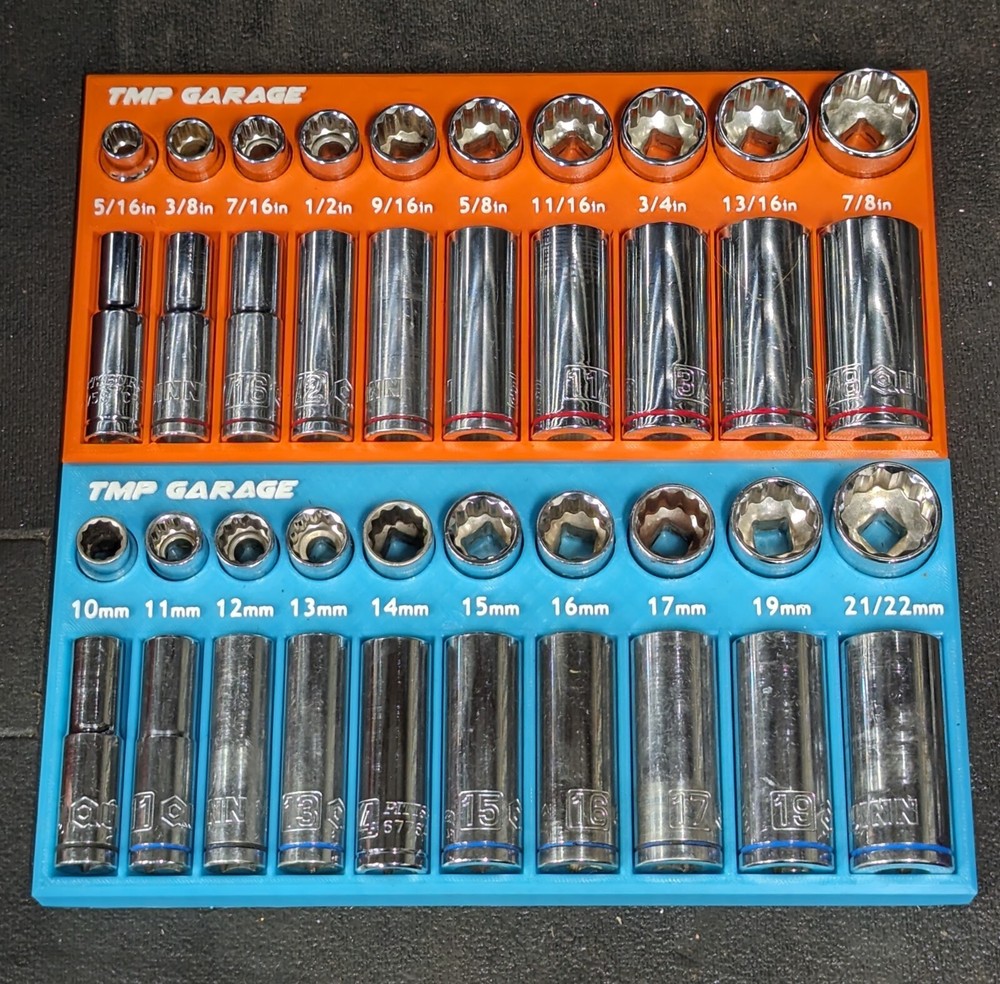 3D Printer Socket Holder and Organizer for Harbor Freight Socket Sets