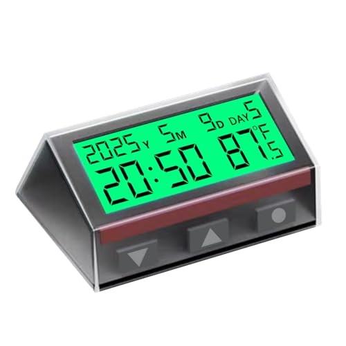 Smart Car Dashboard Clock with Auto Night Backlight, Solar-Powered,