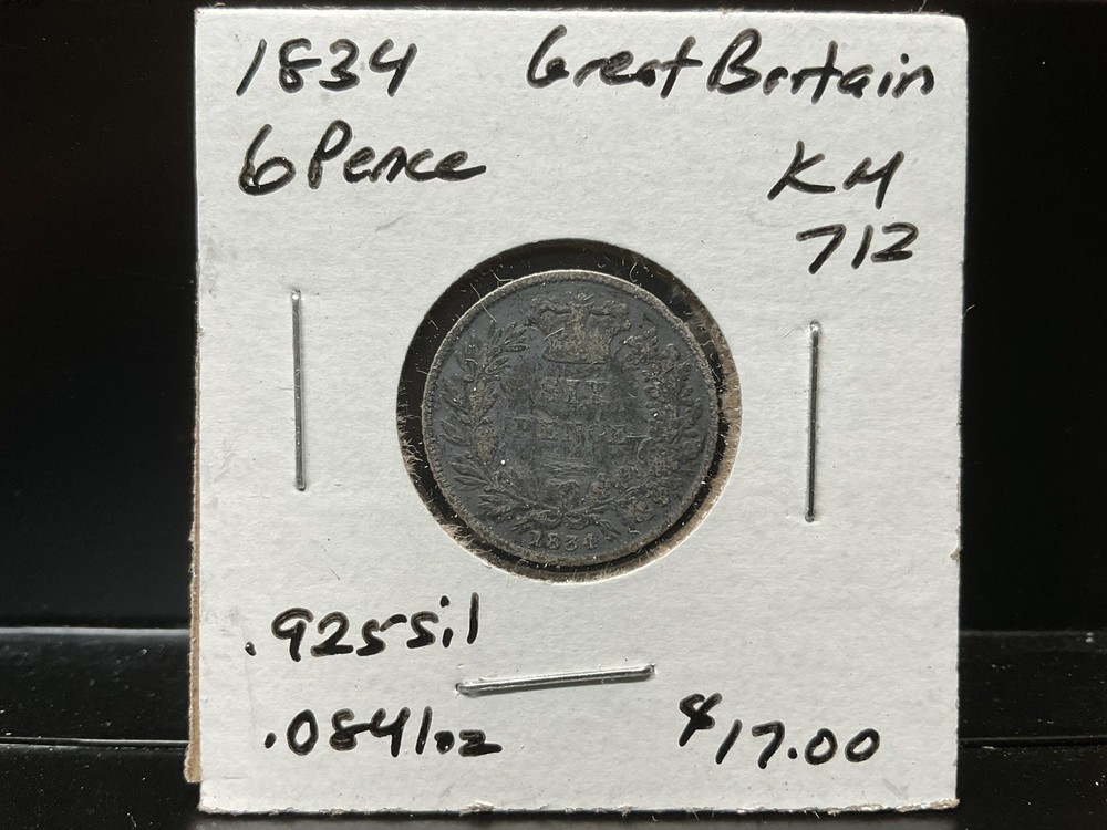 1834 Great Britain 6 Pence
