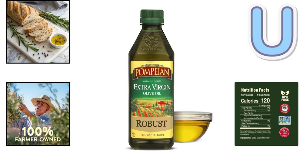 Imported First Cold Pressed Robust Extra Virgin Olive Oil - 16 Fl Oz, Kosher