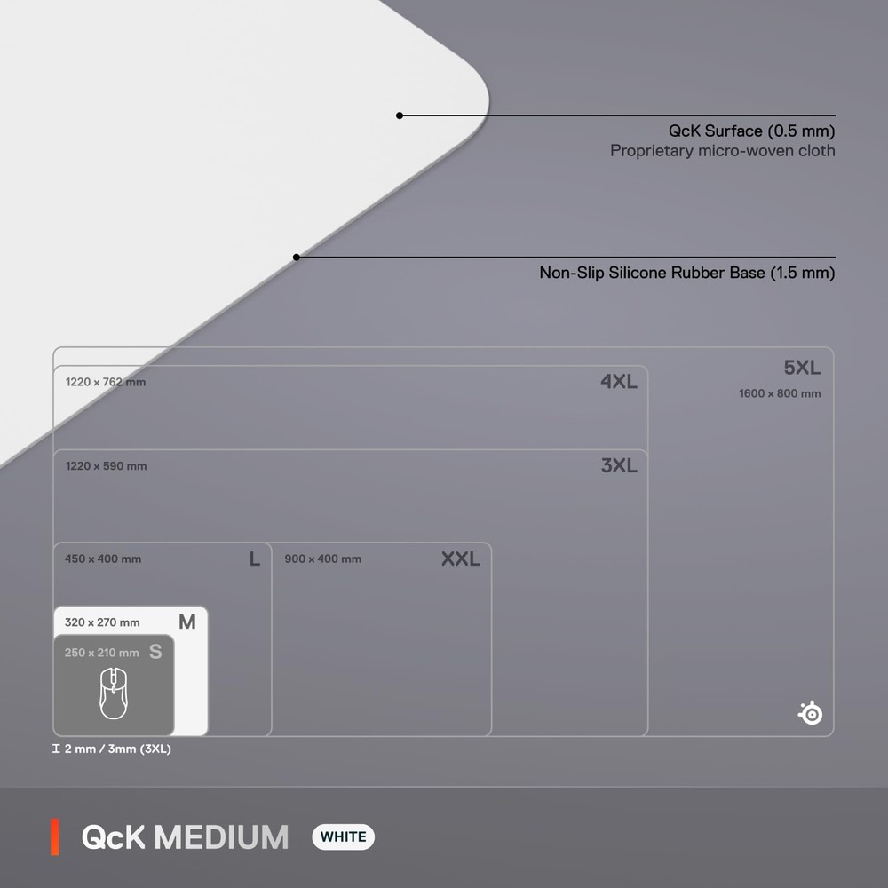 SteelSeries QcK Gaming Mouse Pad - Micro-Woven Surface - Optimized Tracking