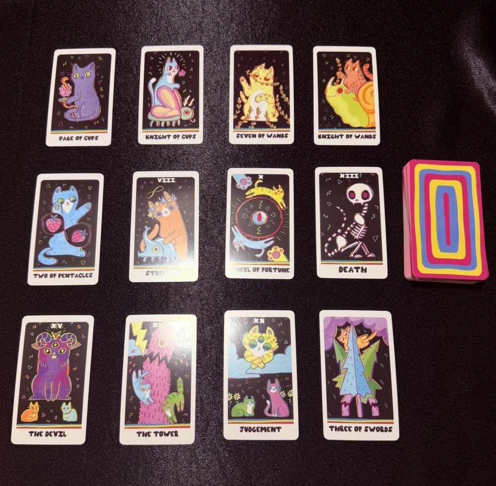 🔮 Weird Cat Tarot Gift Set Candle Pendulum USB Guide Crystal Ritual Kit