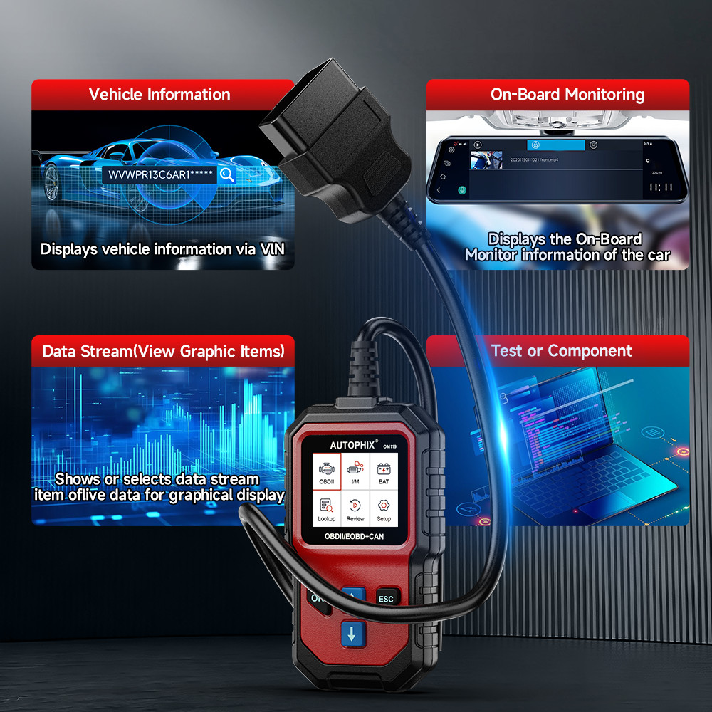 AUTOPHIX OM119 Auto Diagnostic Scanner Check Engine Fault Code Reader OBD2 Tool