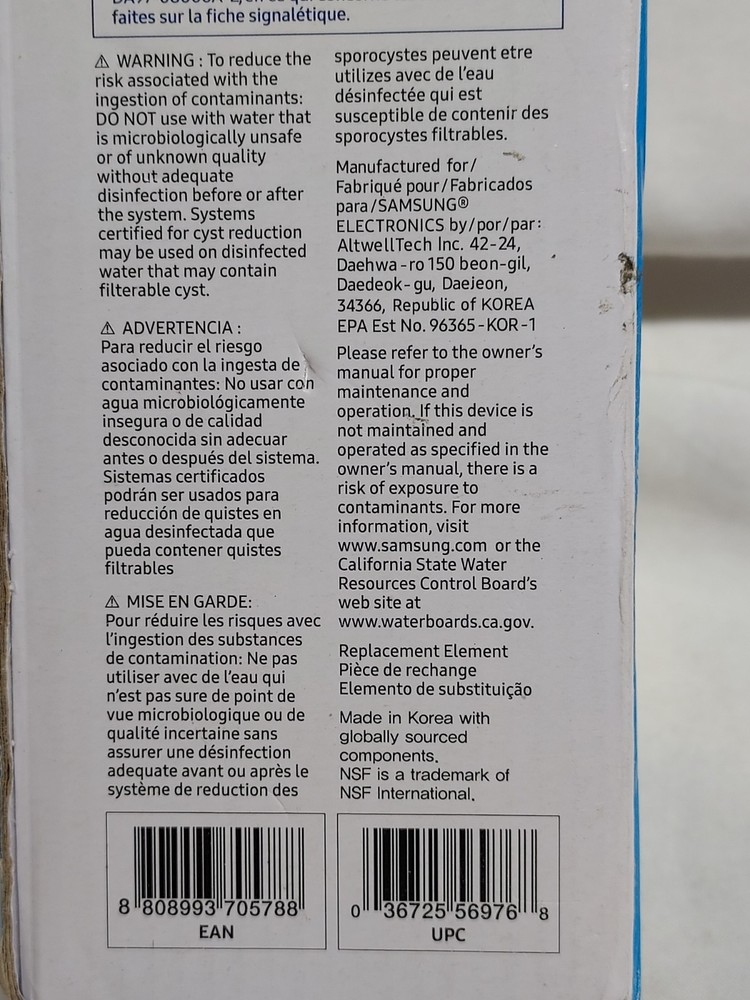 Samsung Refrigerator Water Filter HAF-CIN/EXP DA29-00020B DA97-08006A-E