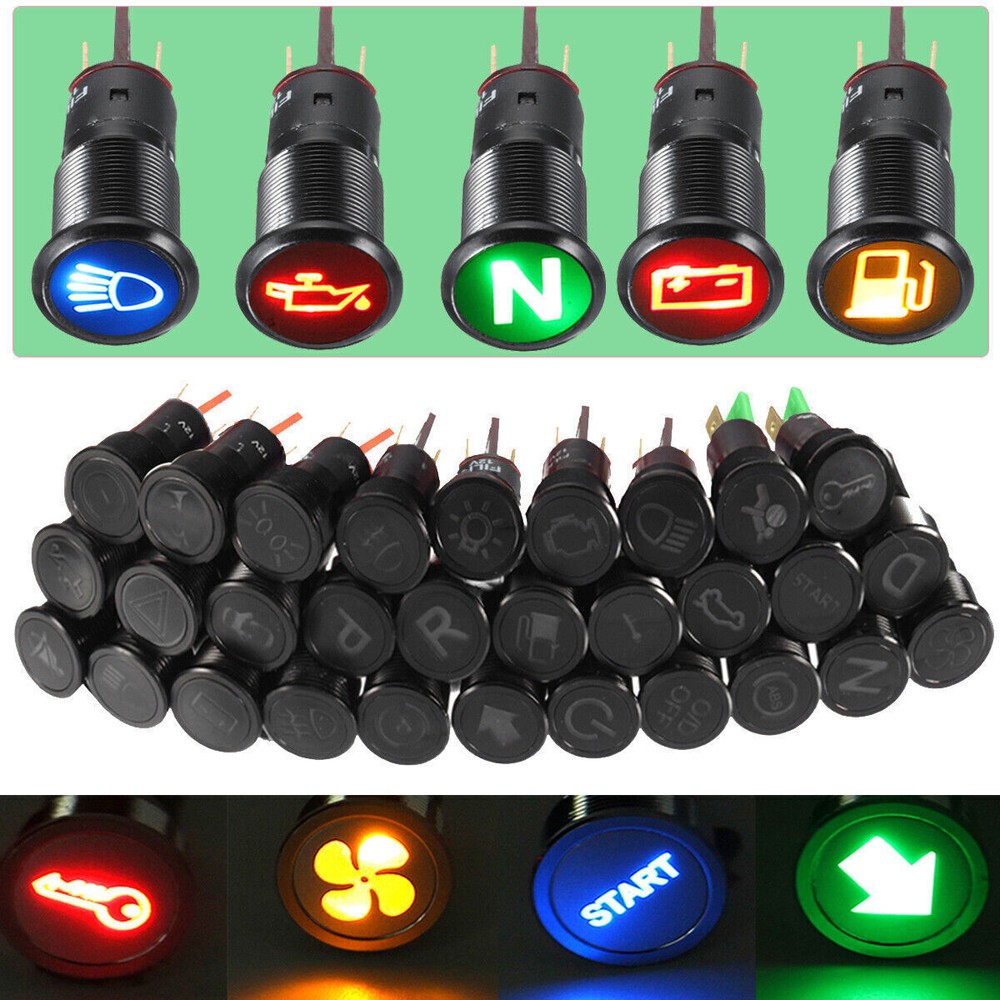 Car Boat 12mm LED Indicator Light Dash Dashboard Panel Warning Pilot Lamp