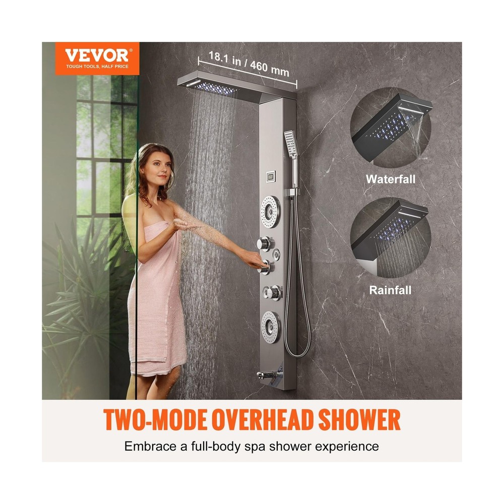VEVOR Shower Panel System, 6 Shower Modes, LED & Display Shower Pan... Fast Ship