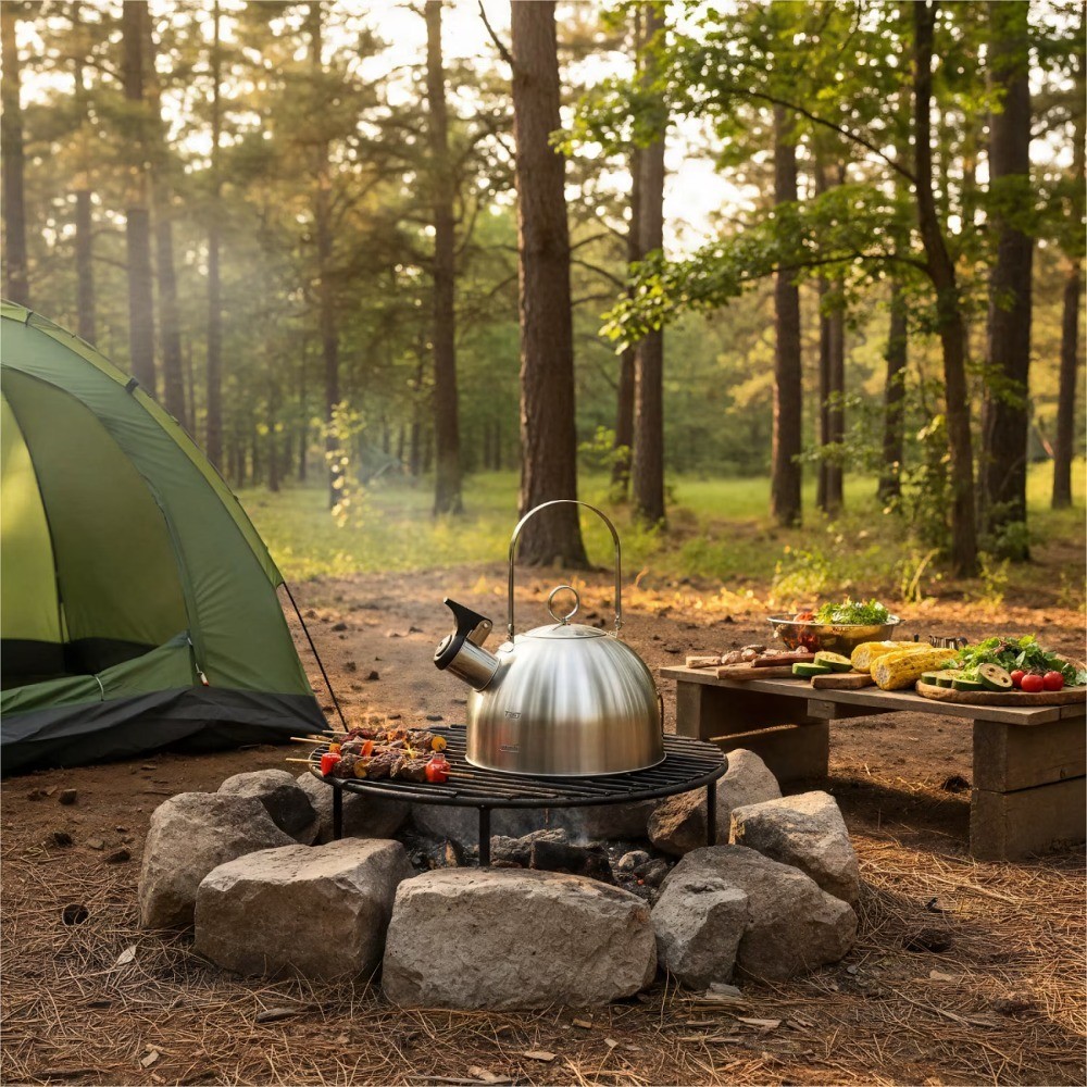 Portable Stainless Steel Stovetop Kettle 1.2L Capacity for Tea Coffee