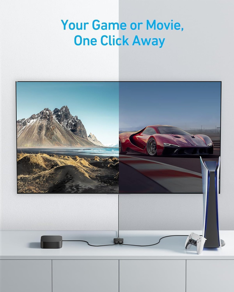 Anker HDMI Switch, 4K@60Hz HDMI Switcher, 2 in 1 Out with Smooth Finish, Support