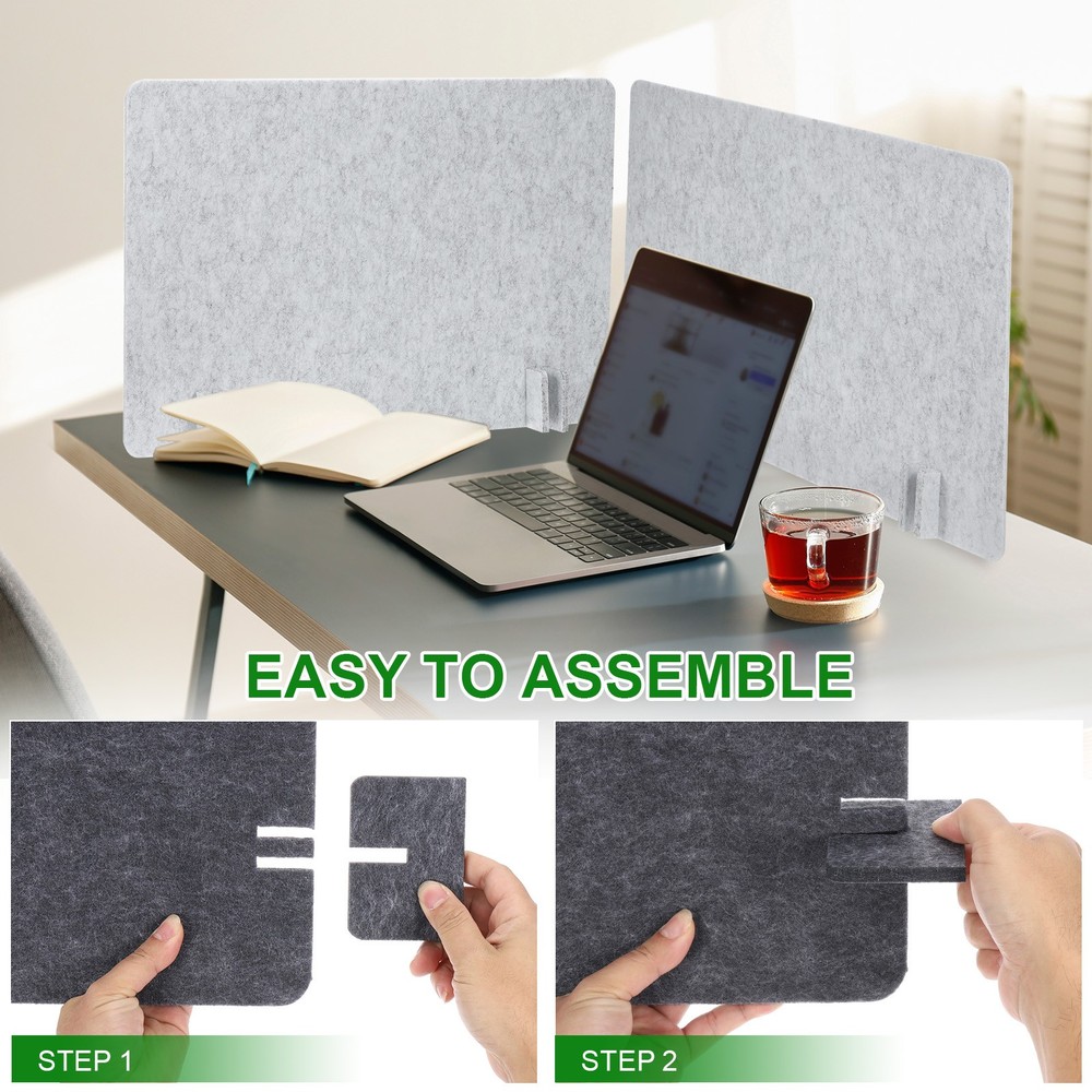 4 Set 24" x 16" Desk Divider Privacy Panel with 16Pcs Support Feet,Grey