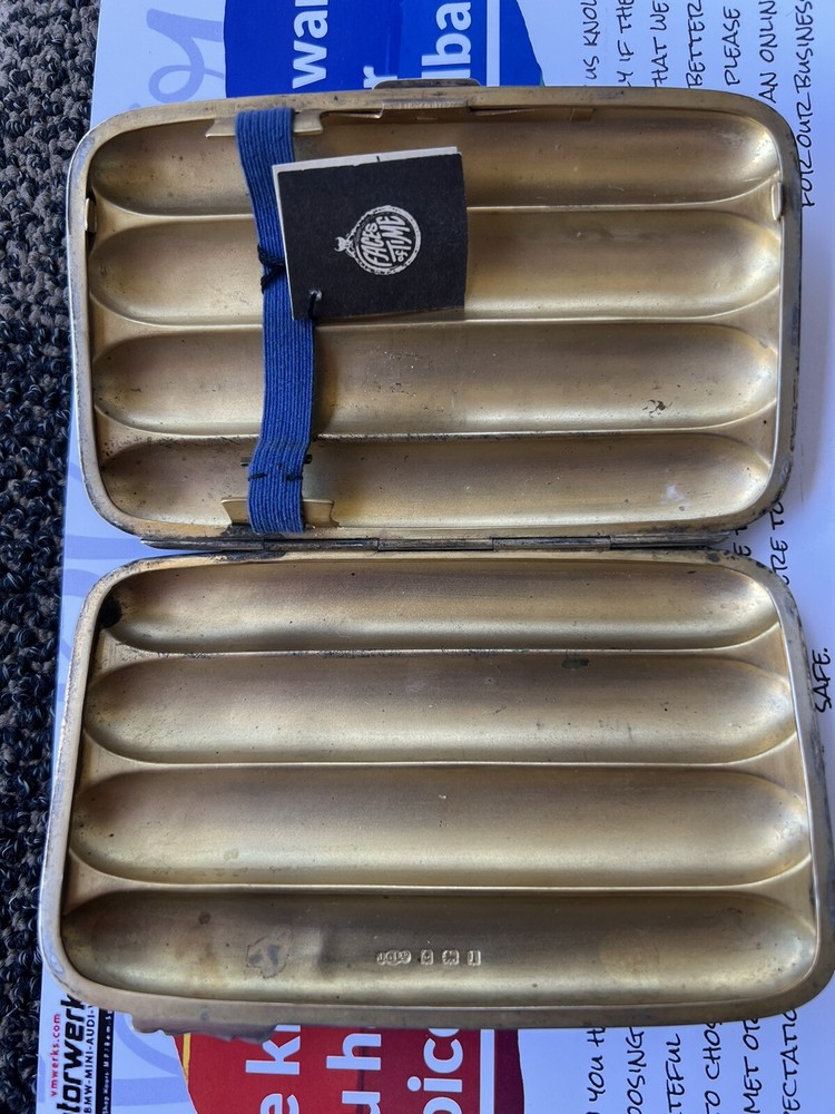 1908 English Birmingham Sterling Silver 4 Sections Cigar Holder Case Engraved