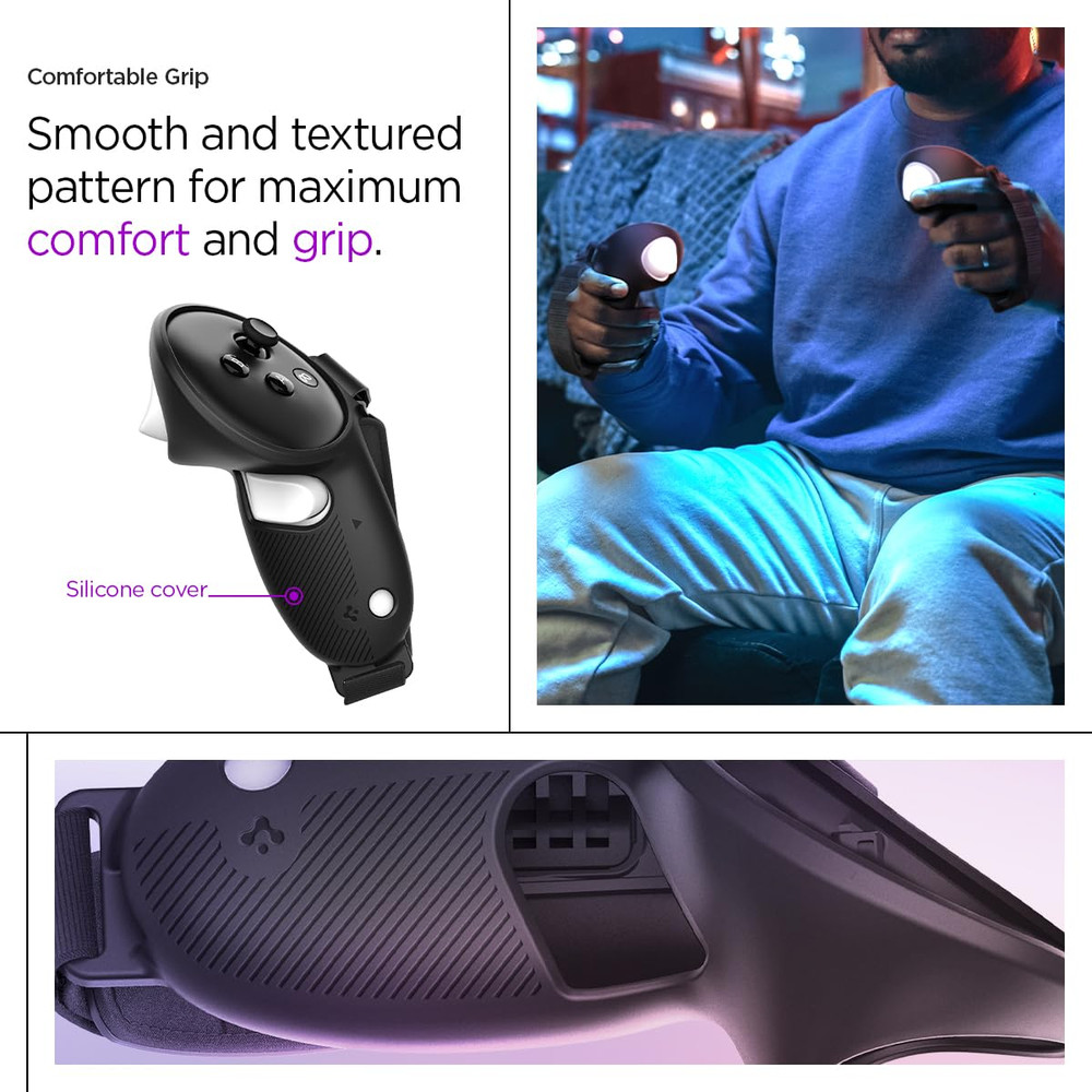 Silicone Fit Designed for Meta Quest 3/3S Controller Grips, Non-Slip Adjustable