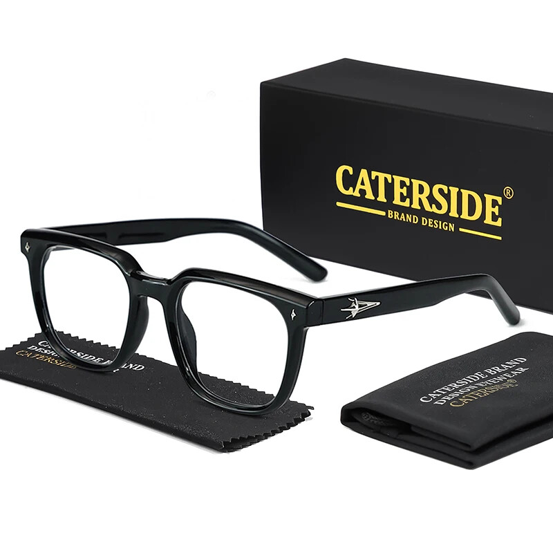 CATERSIDE New Flat Light Glasses Men Brand Design TR90 Square Frames Eyewear