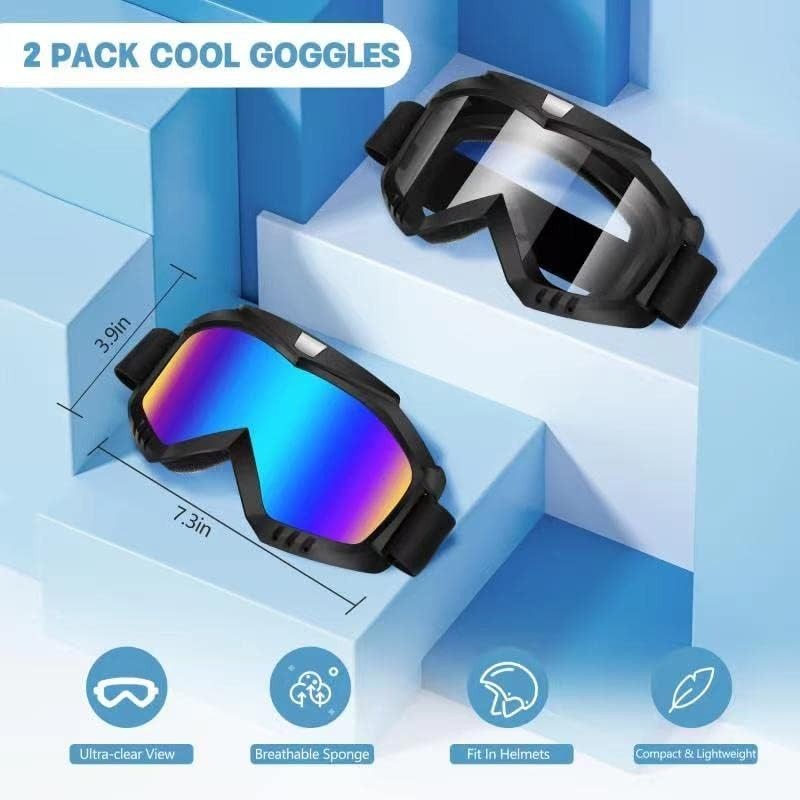 Multi-Purpose Windproof Racing Goggles for Motorcycling, Skiing & More - 2 Pack