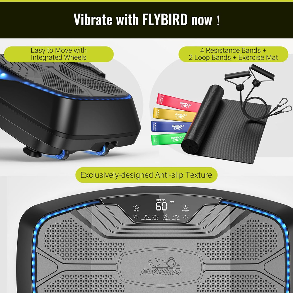Vibration Plate Exercise Machine, Adjustable Speed High Intensity Vibration for